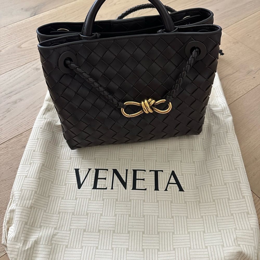NEW Bottega Veneta Dark Brown Woven Shoulder Bag - Picture 2 of 9